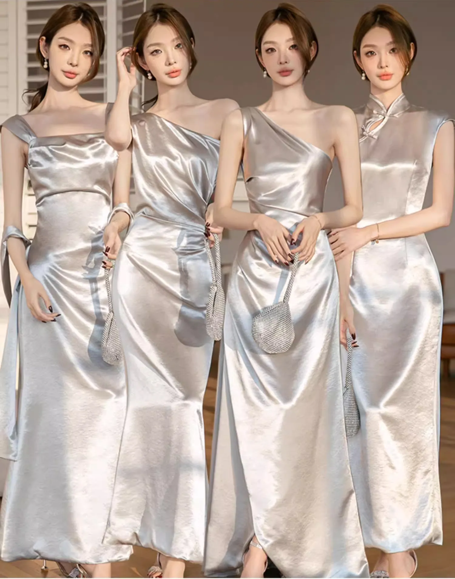 Minimalist-Grey-Satin-Bridesmaid-Dress-Wedding-Birthday-Party-Attire11