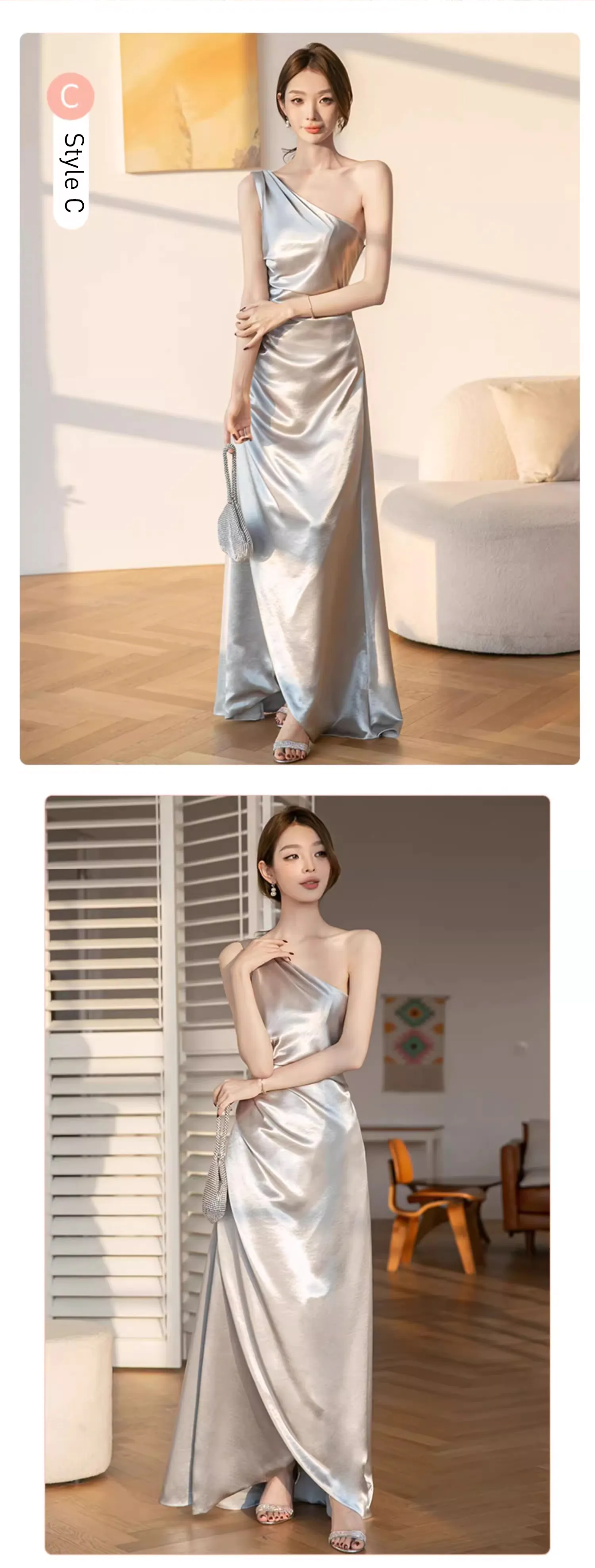 Minimalist-Grey-Satin-Bridesmaid-Dress-Wedding-Birthday-Party-Attire19