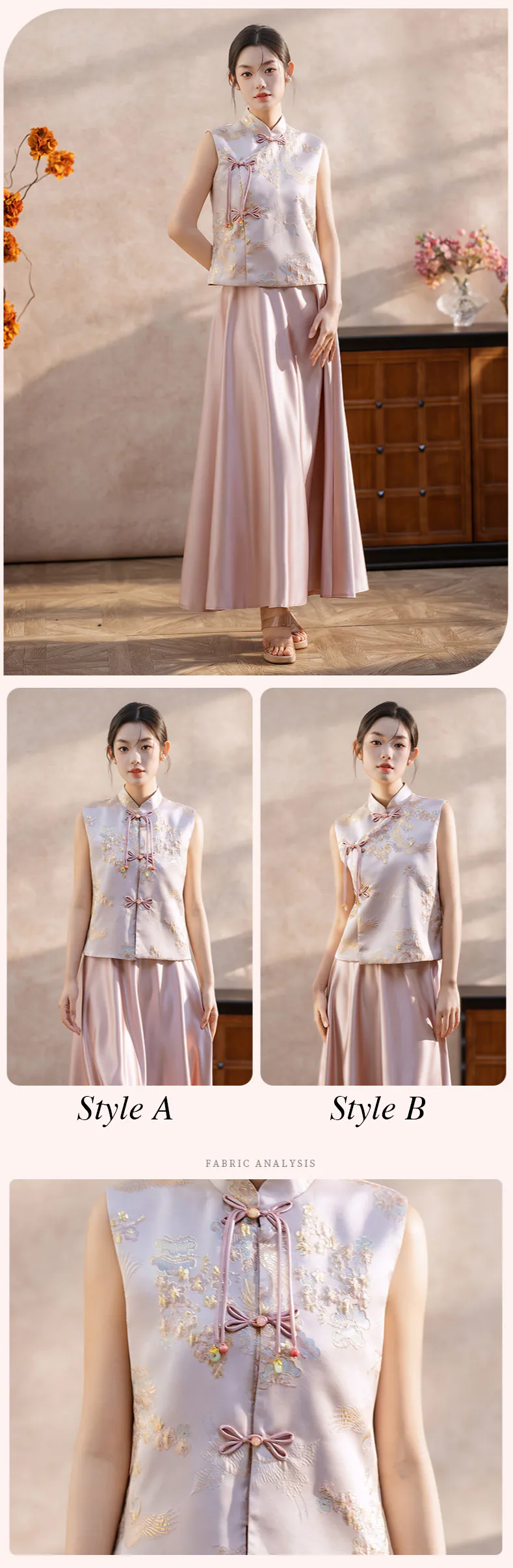 New-Chinese-Style-Pink-Jacquard-Top-with-Satin-Skirt-Bridesmaid-Dress11