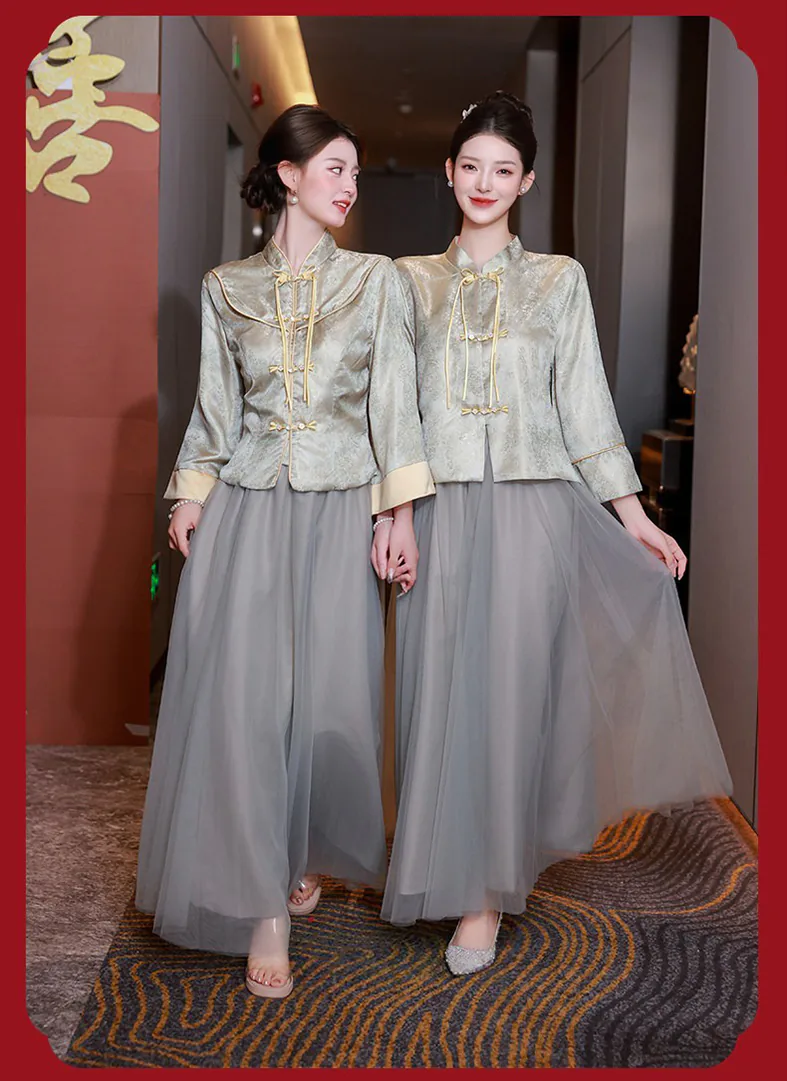 Retro-Grey-Green-Jacquard-Top-Tulle-Skirt-Oriental-Style-Bridesmaid-Dress11