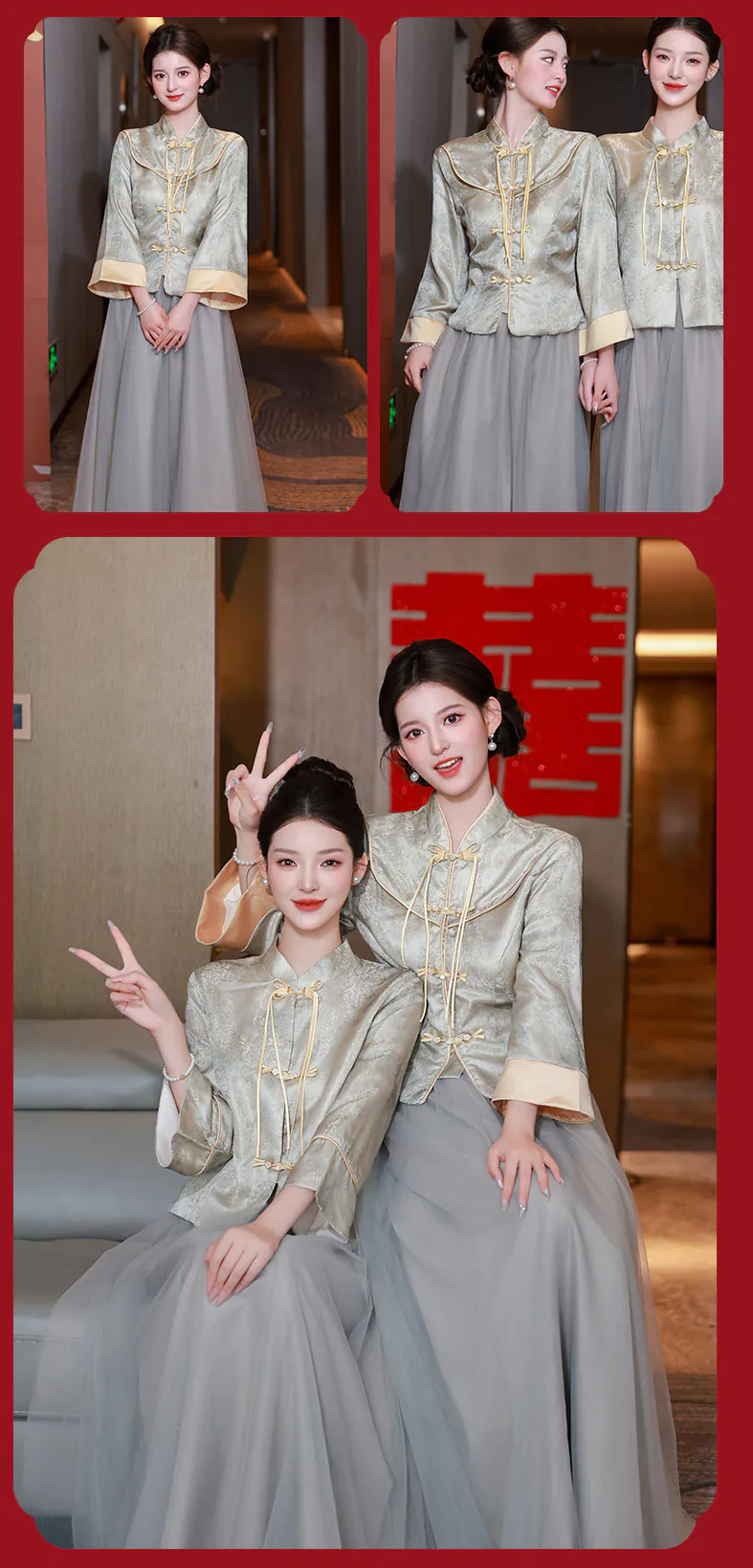 Retro-Grey-Green-Jacquard-Top-Tulle-Skirt-Oriental-Style-Bridesmaid-Dress13