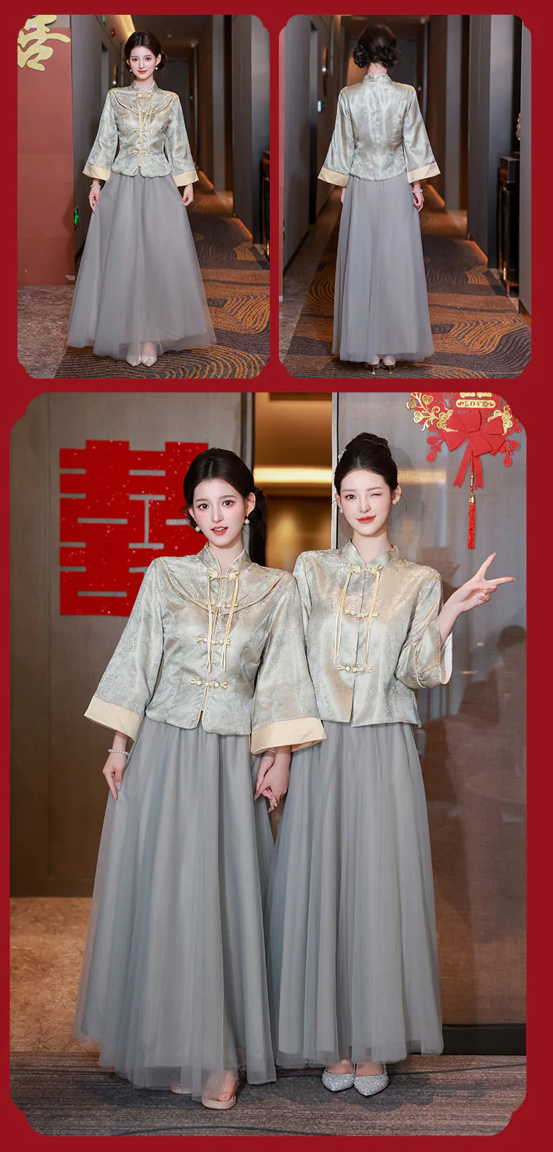 Retro-Grey-Green-Jacquard-Top-Tulle-Skirt-Oriental-Style-Bridesmaid-Dress14