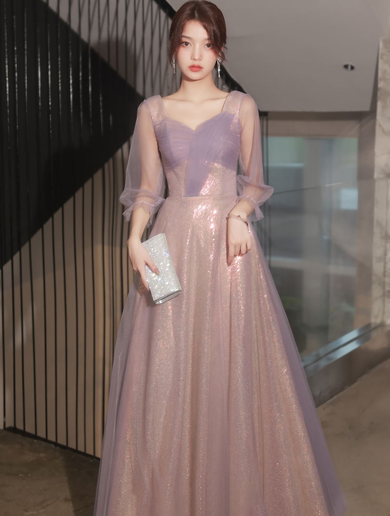 Romantic Purple Floor Length Bridesmaid Dating Evening Dress03