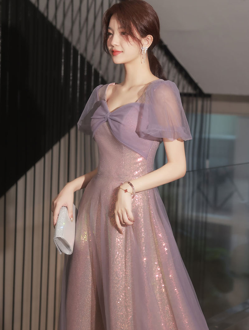 Romantic Purple Floor Length Bridesmaid Dating Evening Dress01