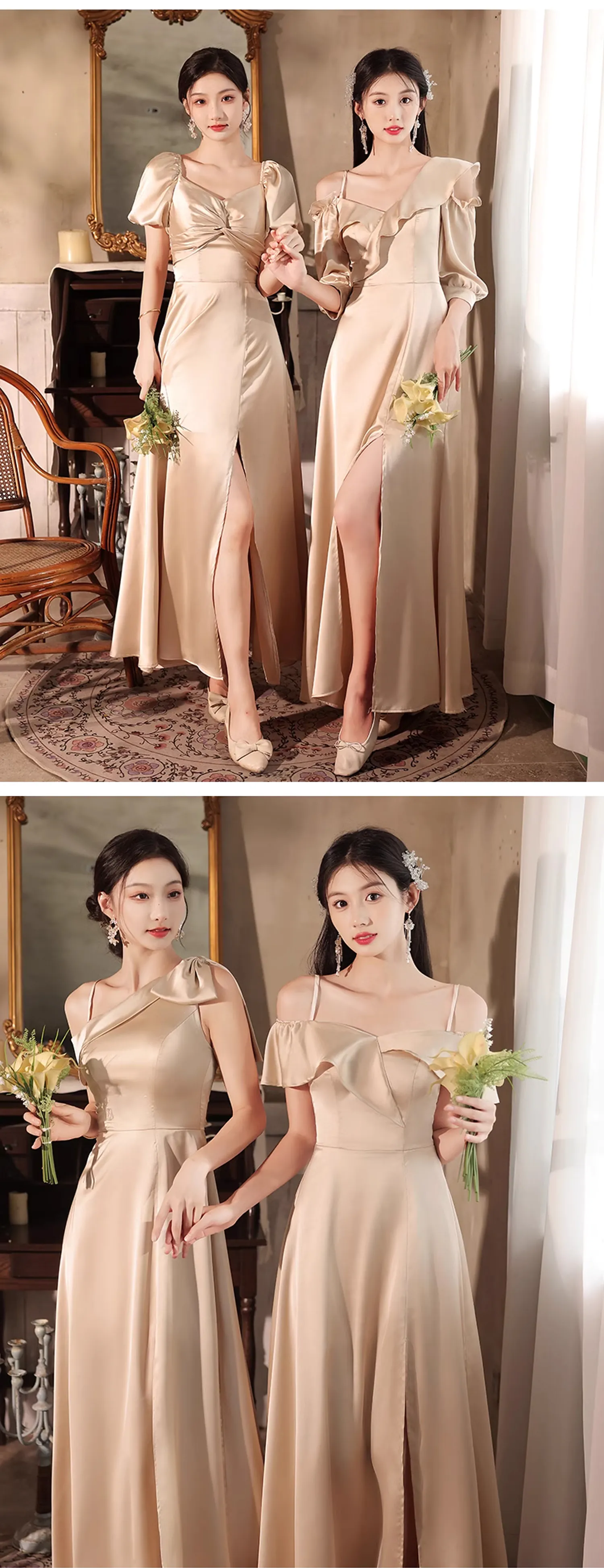 Sweet-Champagne-Satin-Bridesmaid-Long-Dress-Party-Evening-Gown14