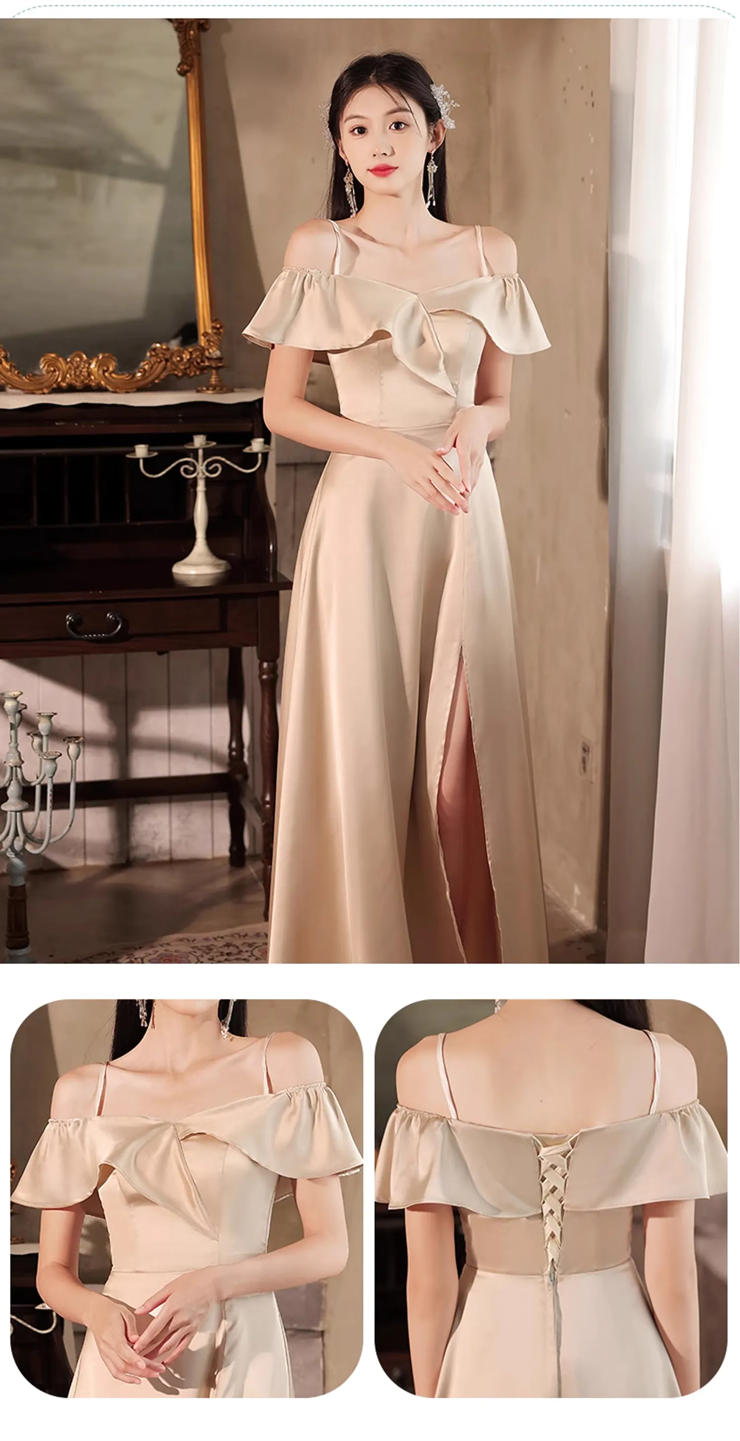 Sweet-Champagne-Satin-Bridesmaid-Long-Dress-Party-Evening-Gown18