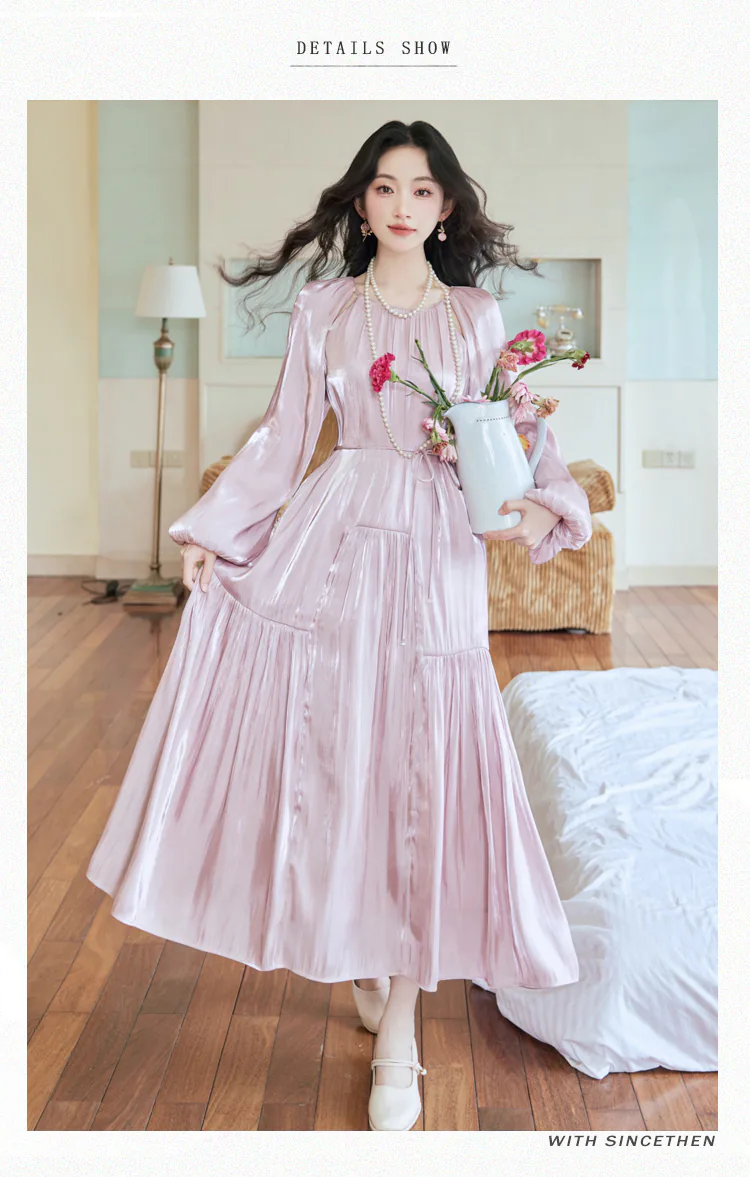 Sweet-French-Style-Round-Neck-Juliet-Sleeve-Morning-Robe-Casual-Dress08