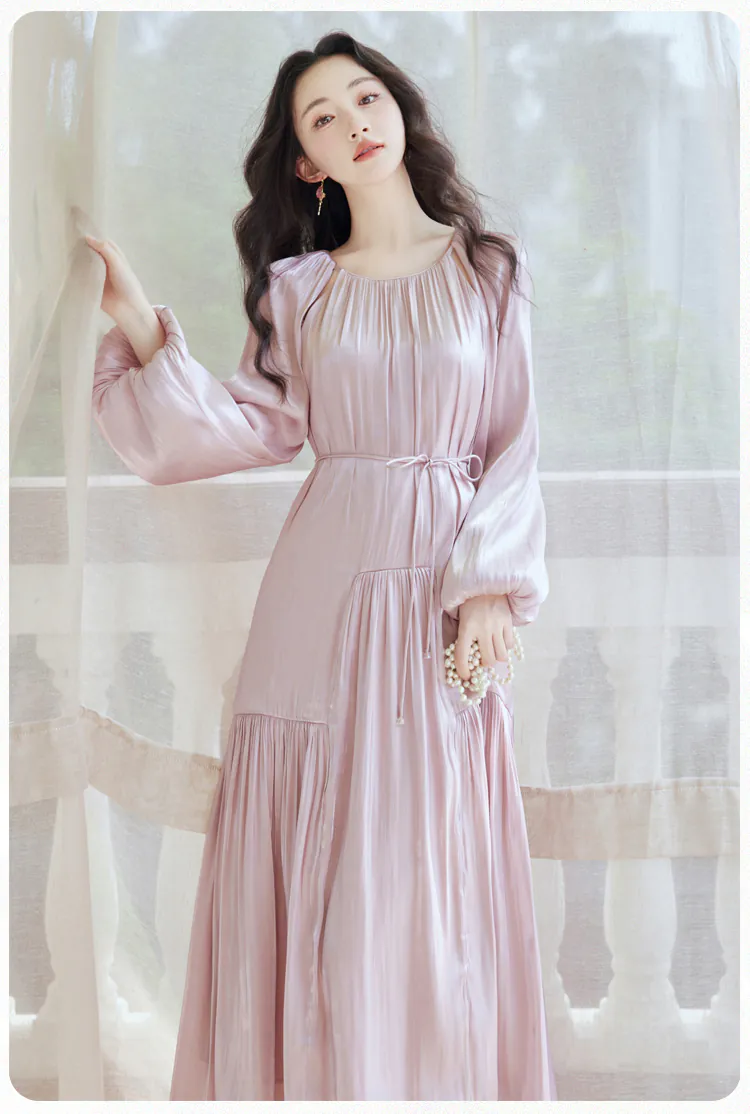 Sweet-French-Style-Round-Neck-Juliet-Sleeve-Morning-Robe-Casual-Dress09