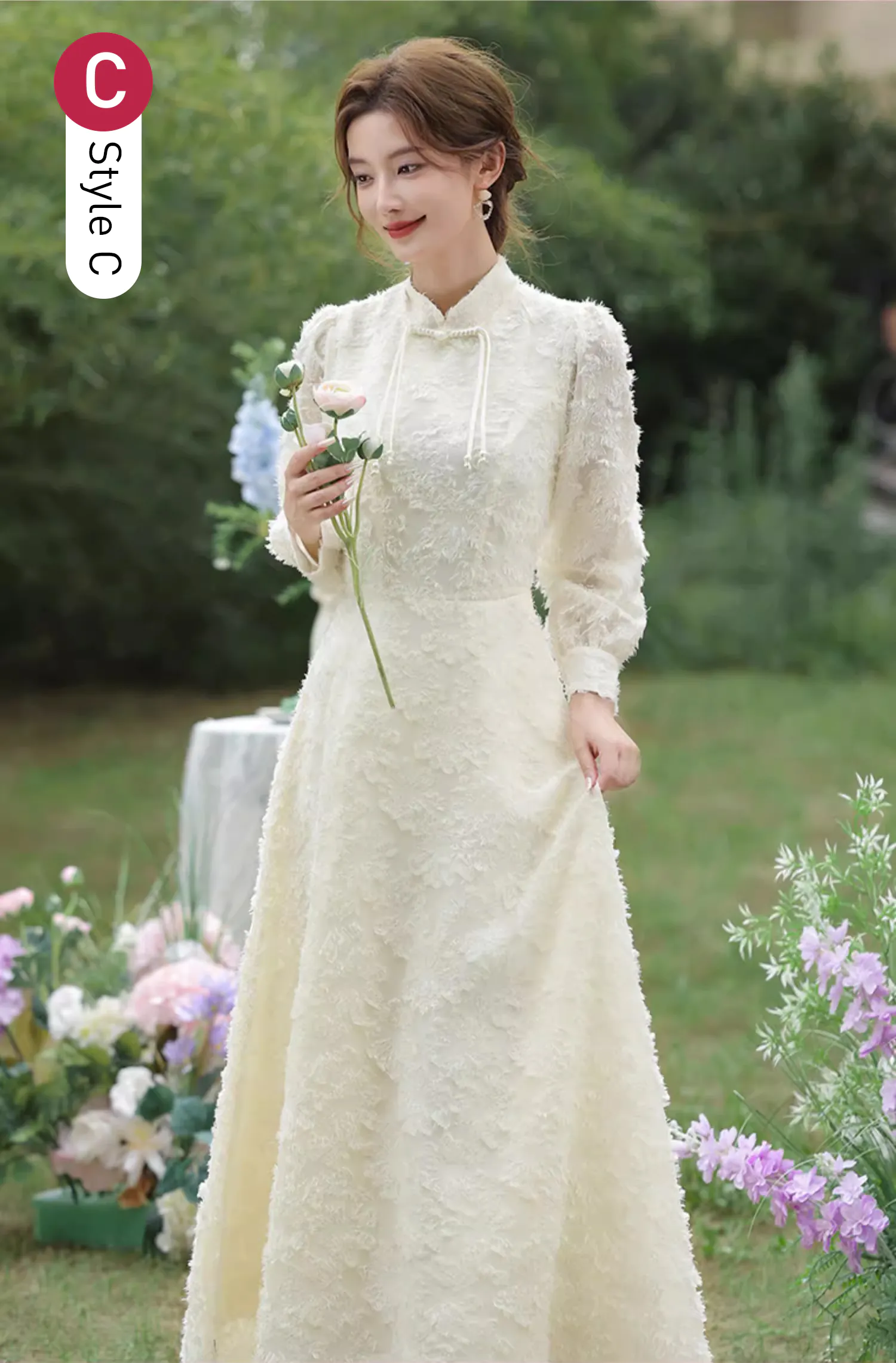 Sweet-Long-Sleeve-Champagne-Color-Bridesmaid-Maxi-Dress-Party-Gown22