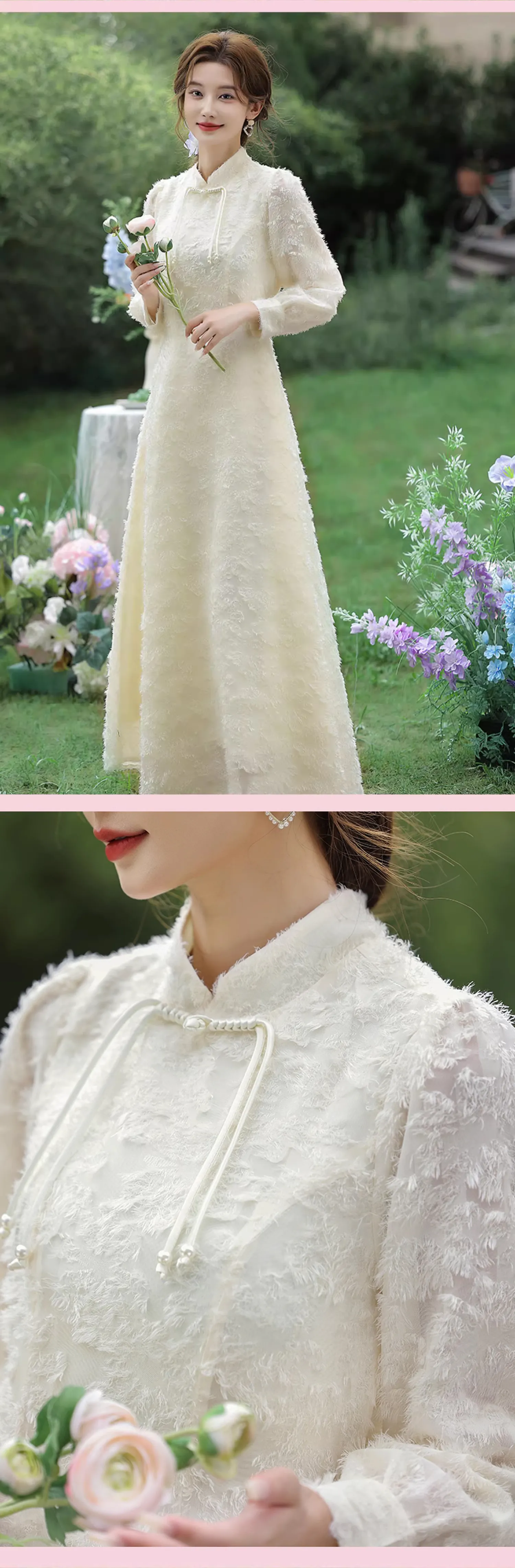 Sweet-Long-Sleeve-Champagne-Color-Bridesmaid-Maxi-Dress-Party-Gown23
