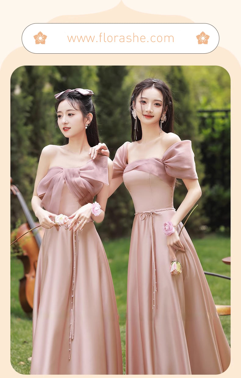 Sweet-Pink-Satin-Bridesmaid-Dress-Wedding-Prom-Guest-Formal-Outfit12
