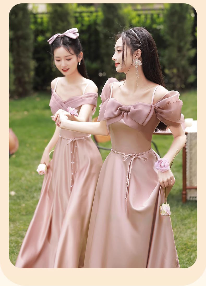 Sweet-Pink-Satin-Bridesmaid-Dress-Wedding-Prom-Guest-Formal-Outfit13