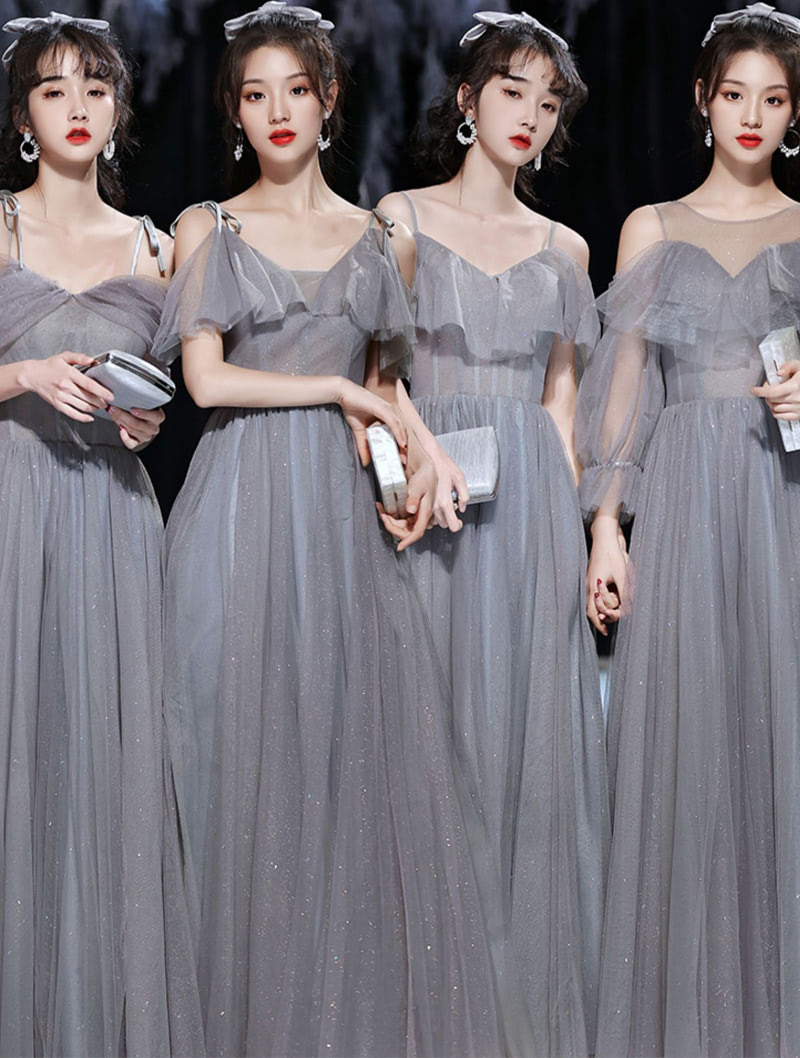 Unique Gray Bridal Party Dress Multiway Prom Evening Wedding Gown02