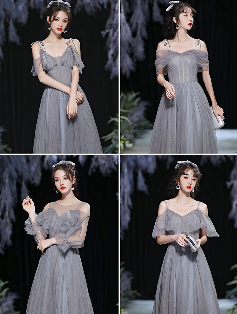 Unique Gray Bridal Party Dress Multiway Prom Evening Wedding Gown01