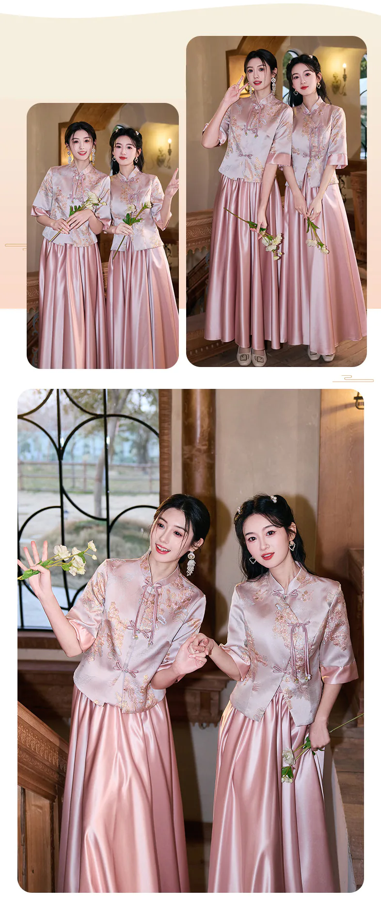Vintage-Oriental-Chinese-Style-Pink-Mandarin-Collar-Satin-Bridesmaid-Dress10