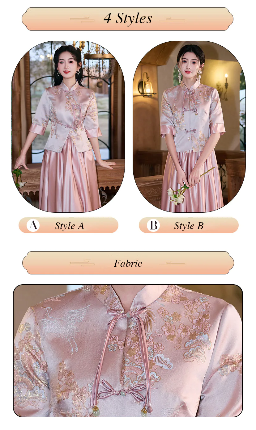 Vintage-Oriental-Chinese-Style-Pink-Mandarin-Collar-Satin-Bridesmaid-Dress11
