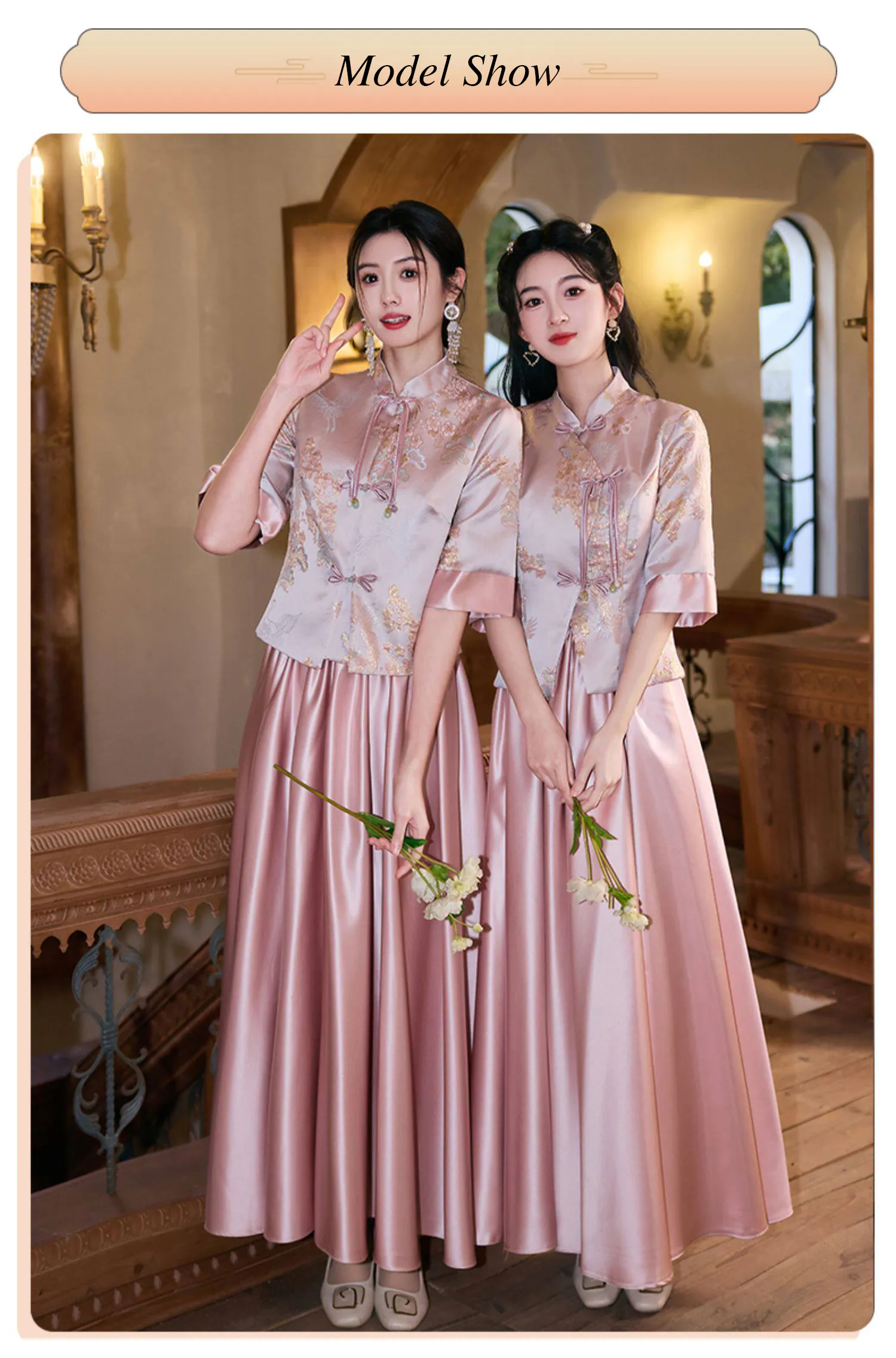 Vintage-Oriental-Chinese-Style-Pink-Mandarin-Collar-Satin-Bridesmaid-Dress12