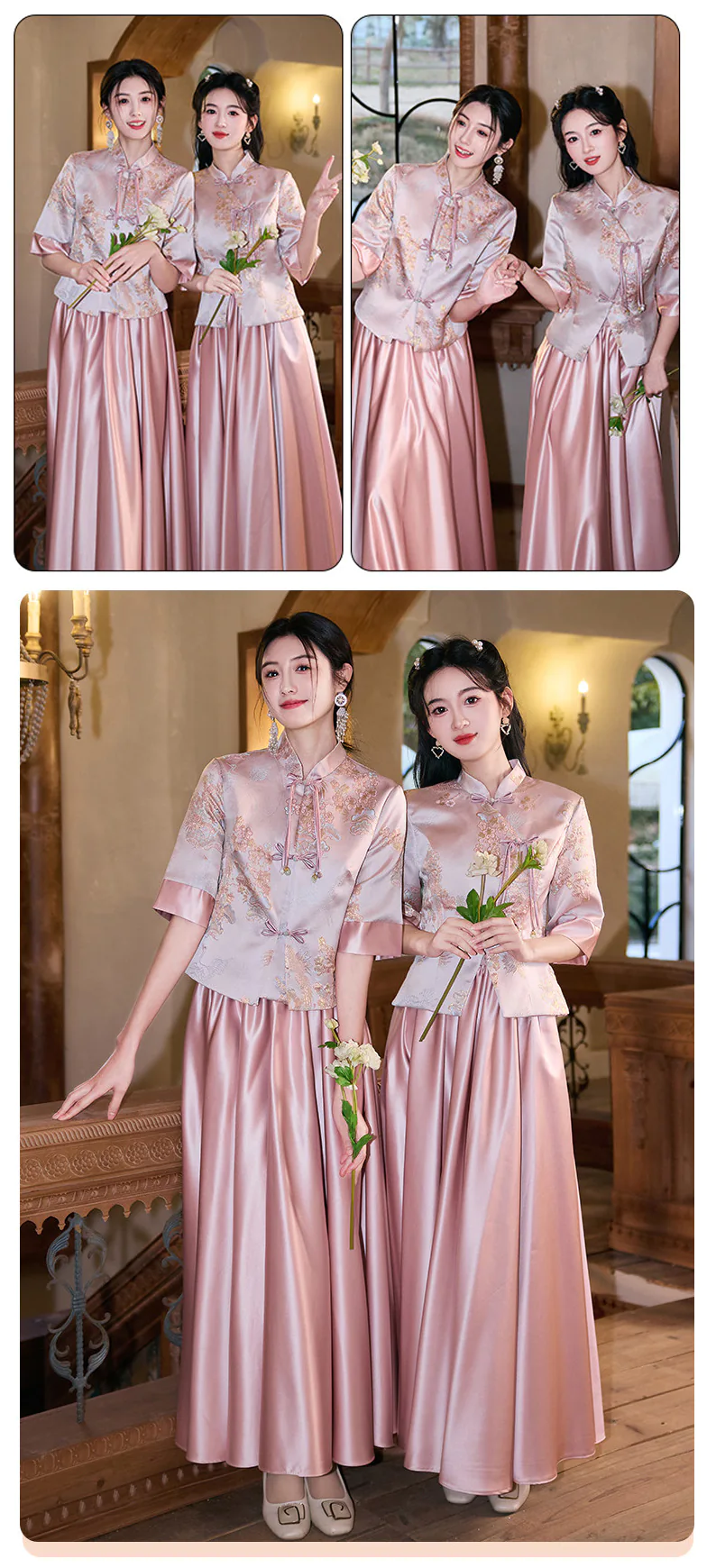 Vintage-Oriental-Chinese-Style-Pink-Mandarin-Collar-Satin-Bridesmaid-Dress13