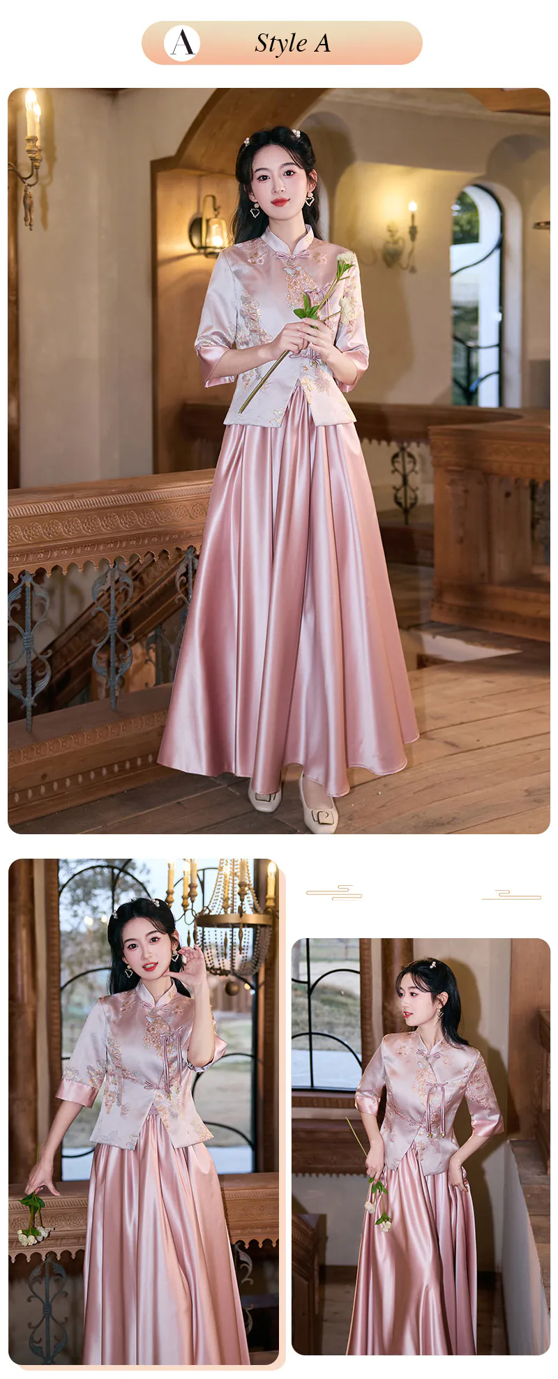 Vintage-Oriental-Chinese-Style-Pink-Mandarin-Collar-Satin-Bridesmaid-Dress14