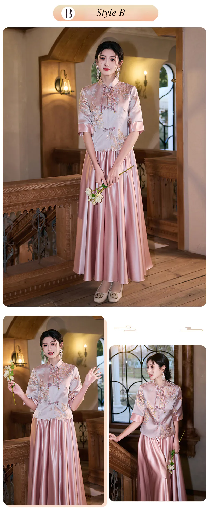 Vintage-Oriental-Chinese-Style-Pink-Mandarin-Collar-Satin-Bridesmaid-Dress16