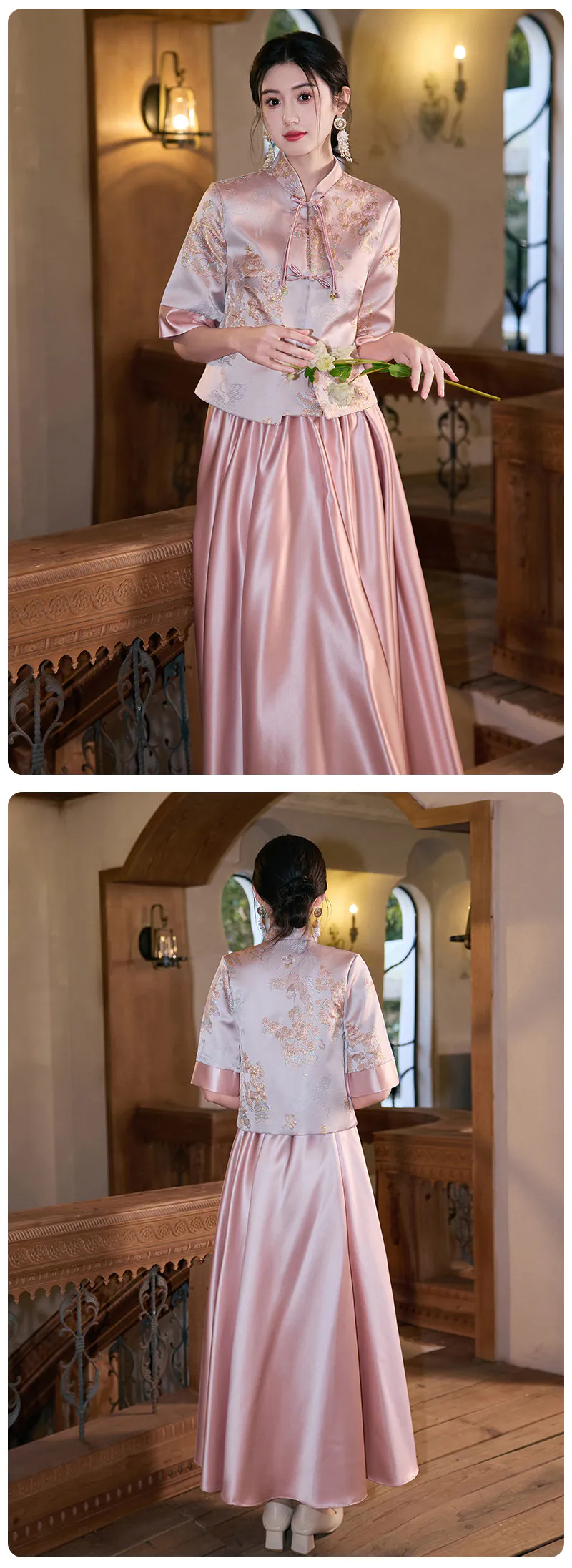 Vintage-Oriental-Chinese-Style-Pink-Mandarin-Collar-Satin-Bridesmaid-Dress17