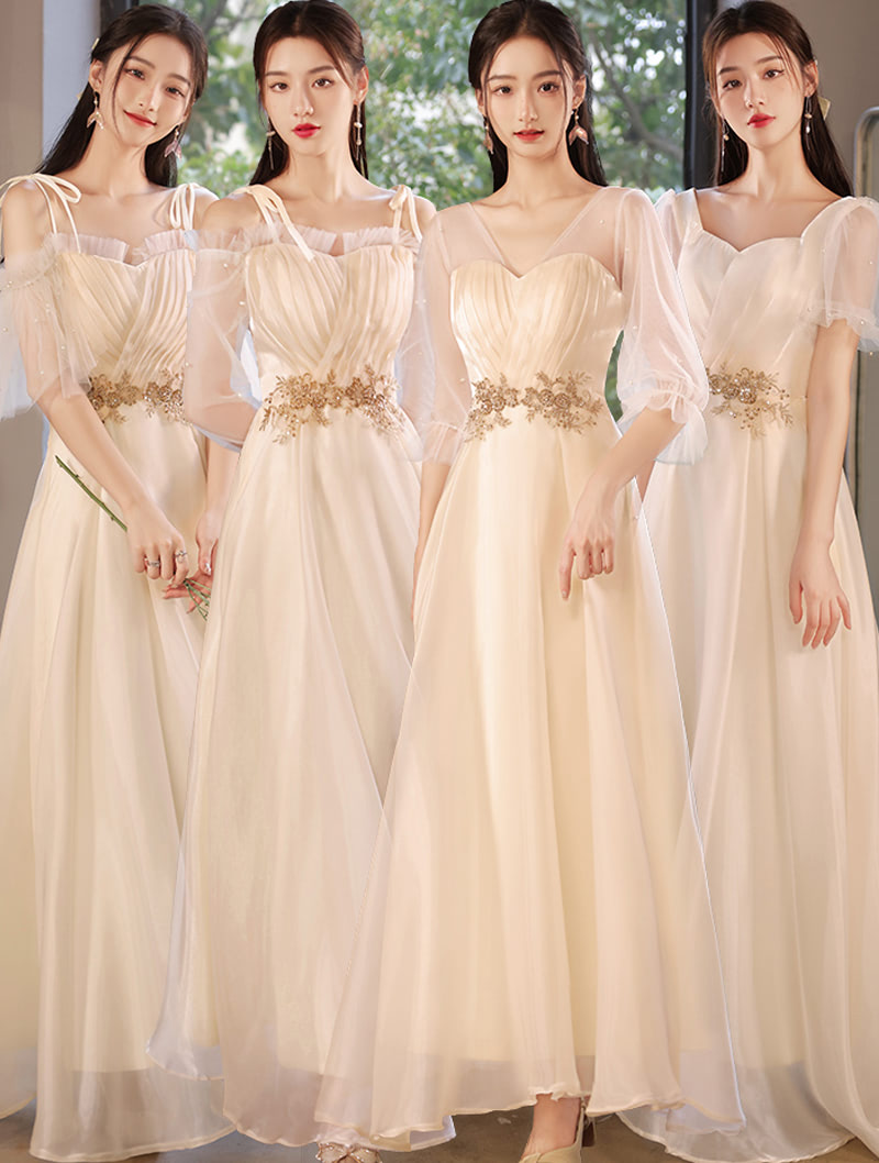 Champagne Bridesmaid Maxi Dress for Summer Beach Wedding02