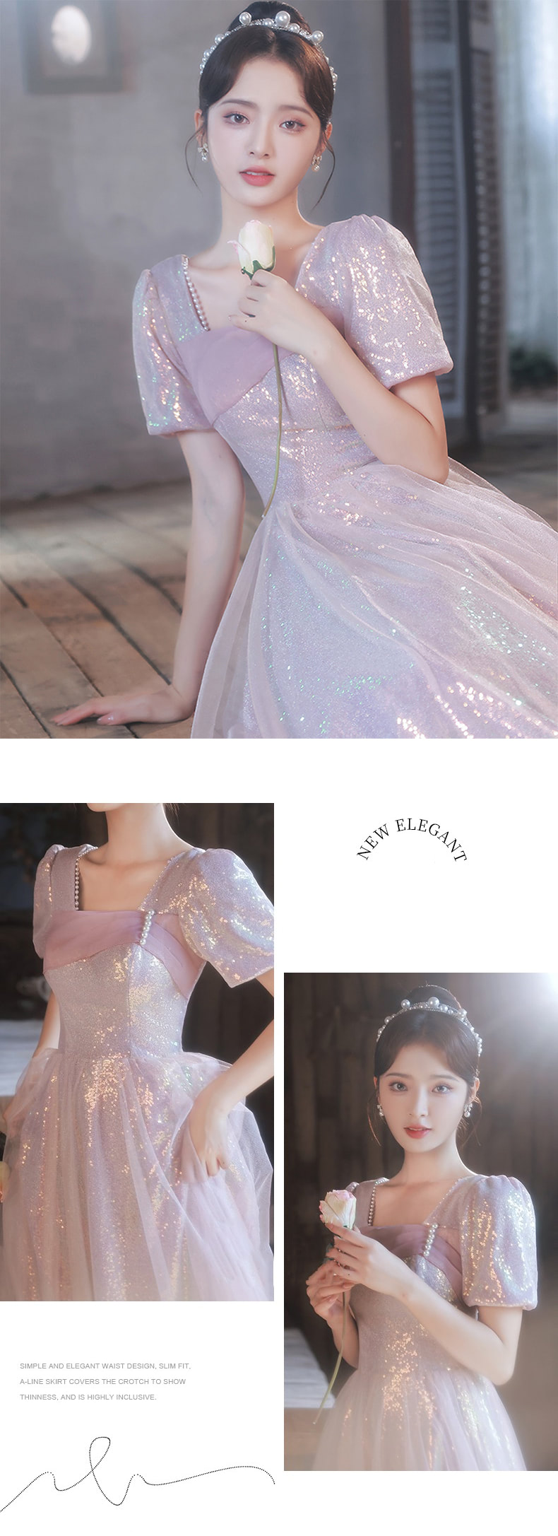 Fairy-Square-Neck-Pink-Princess-Prom-Evening-Party-Long-Dress13