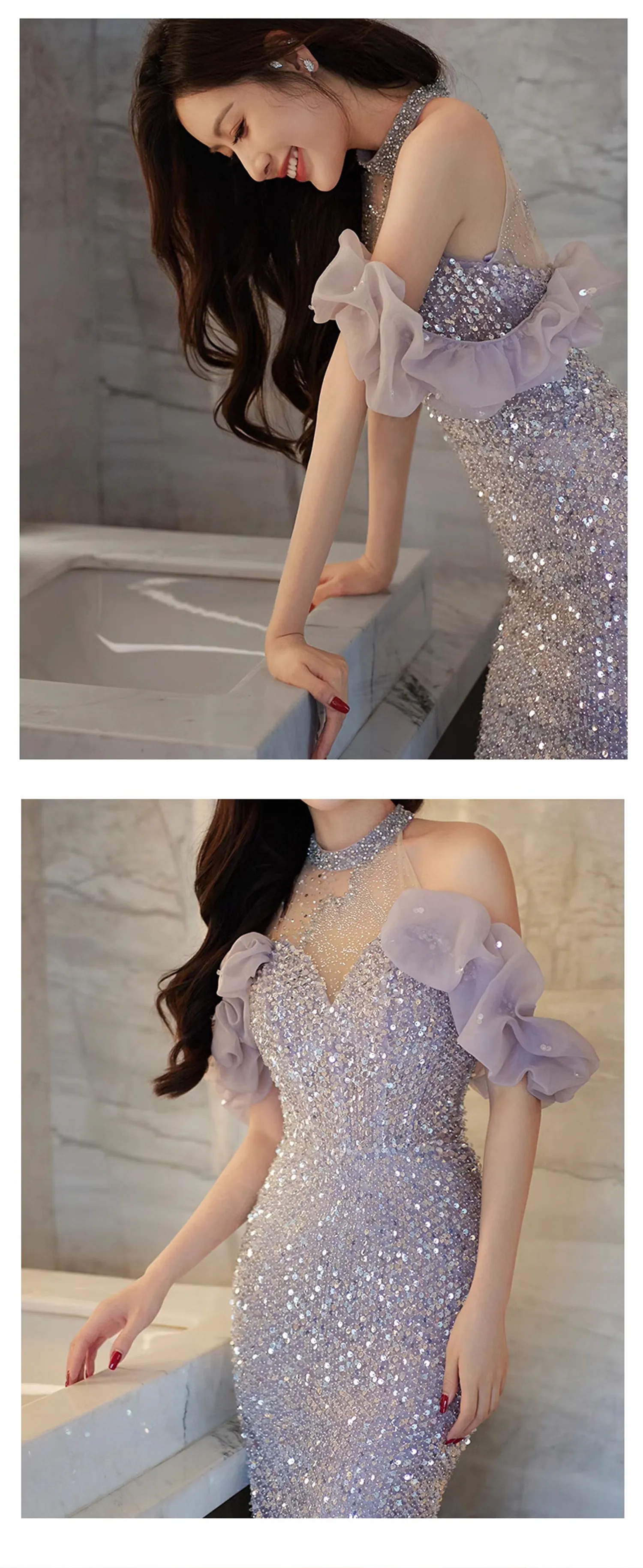 Luxury-Purple-Halter-Sparkle-Fishtail-Party-Evening-Dress-Prom-Gowns11
