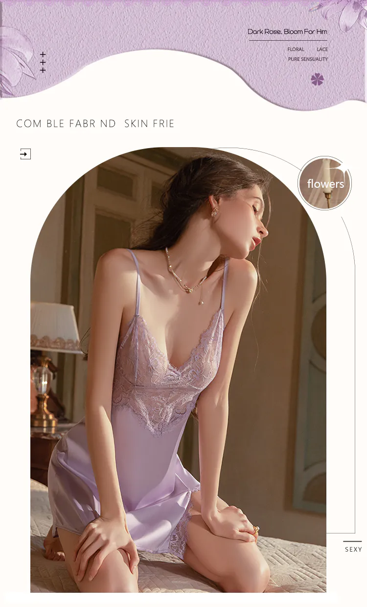 Sexy-Lavender-Deep-V-Neck-Sheer-Lace-Eyelash-Backless-Lingerie-Nightgown07