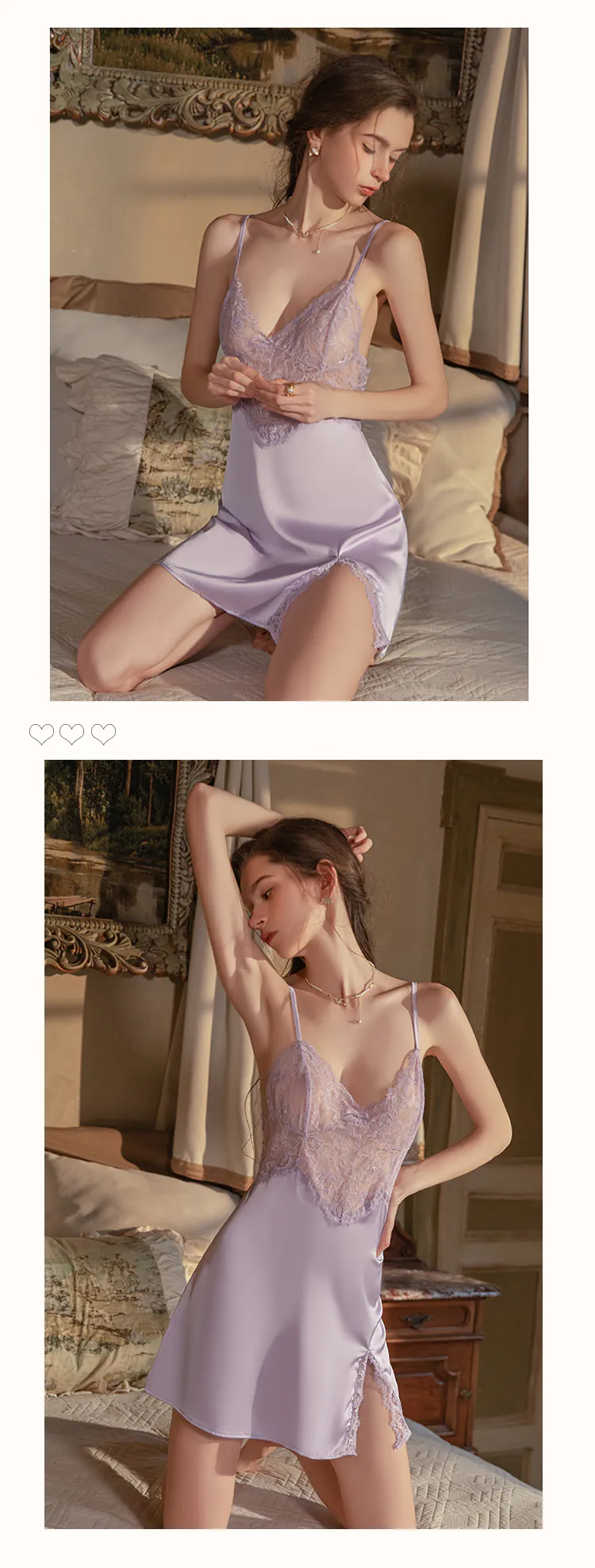 Sexy-Lavender-Deep-V-Neck-Sheer-Lace-Eyelash-Backless-Lingerie-Nightgown10