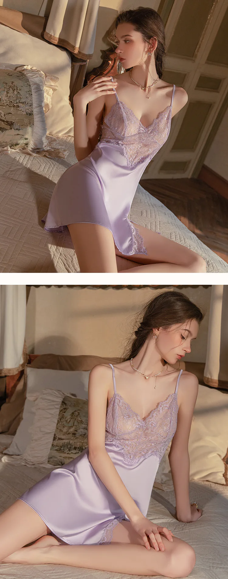 Sexy-Lavender-Deep-V-Neck-Sheer-Lace-Eyelash-Backless-Lingerie-Nightgown11