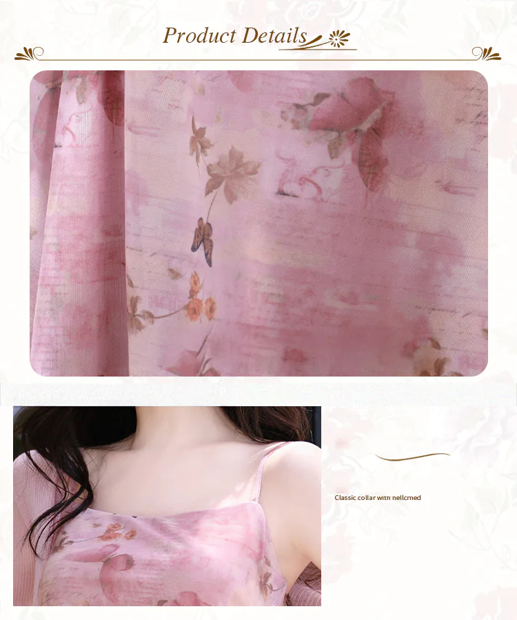 Sweet-Pastel-Pink-Butterfly-Print-Slip-Dress-with-Cardigan-Casual-Outfit08