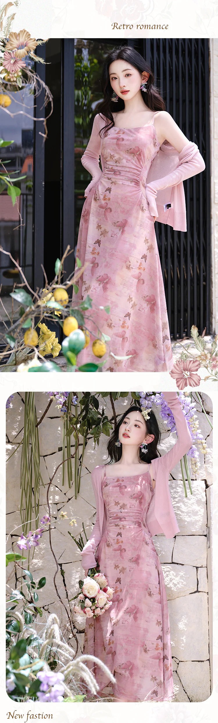 Sweet-Pastel-Pink-Butterfly-Print-Slip-Dress-with-Cardigan-Casual-Outfit12