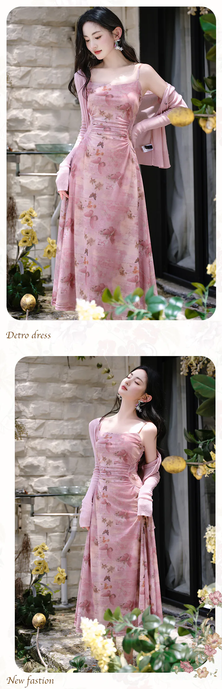 Sweet-Pastel-Pink-Butterfly-Print-Slip-Dress-with-Cardigan-Casual-Outfit15