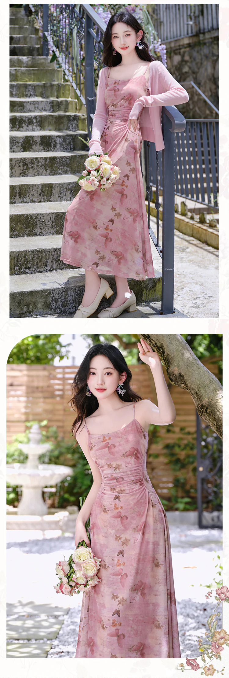 Sweet-Pastel-Pink-Butterfly-Print-Slip-Dress-with-Cardigan-Casual-Outfit16