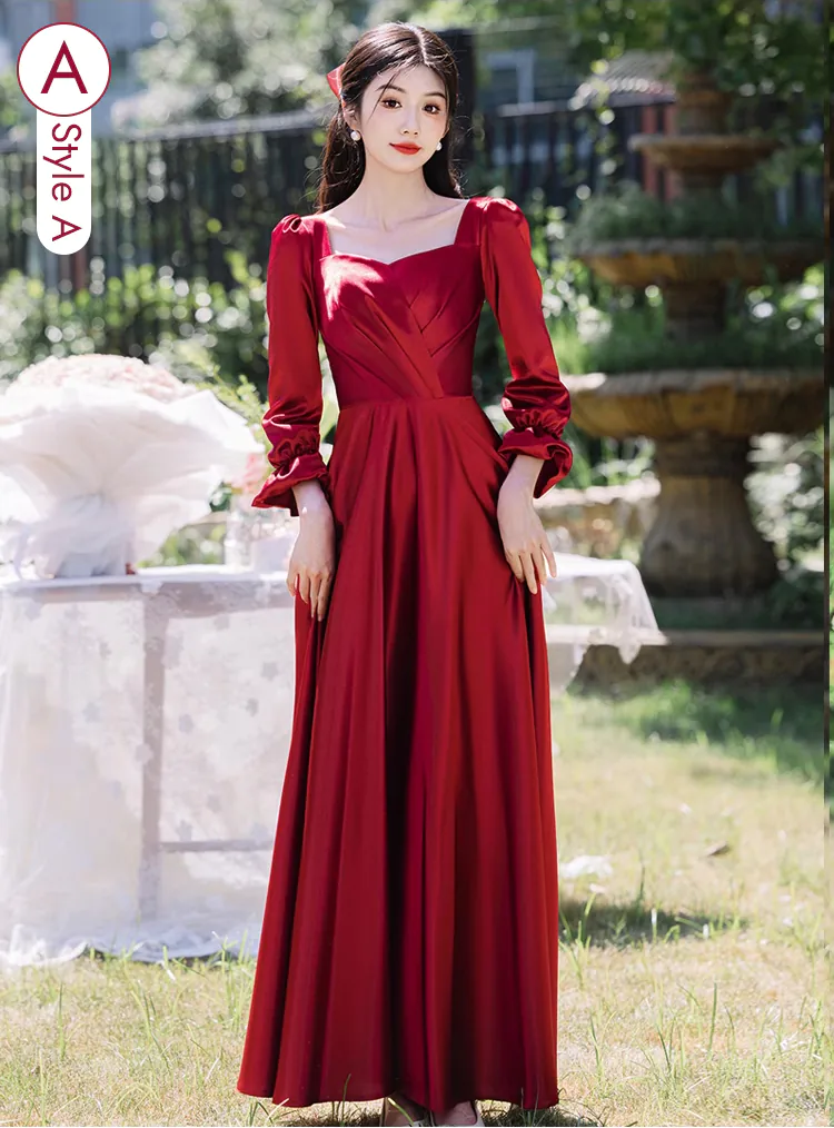 Sweet-Wine-Red-Satin-Wedding-Guest-Bridesmaid-Formal-Evening-Dress16