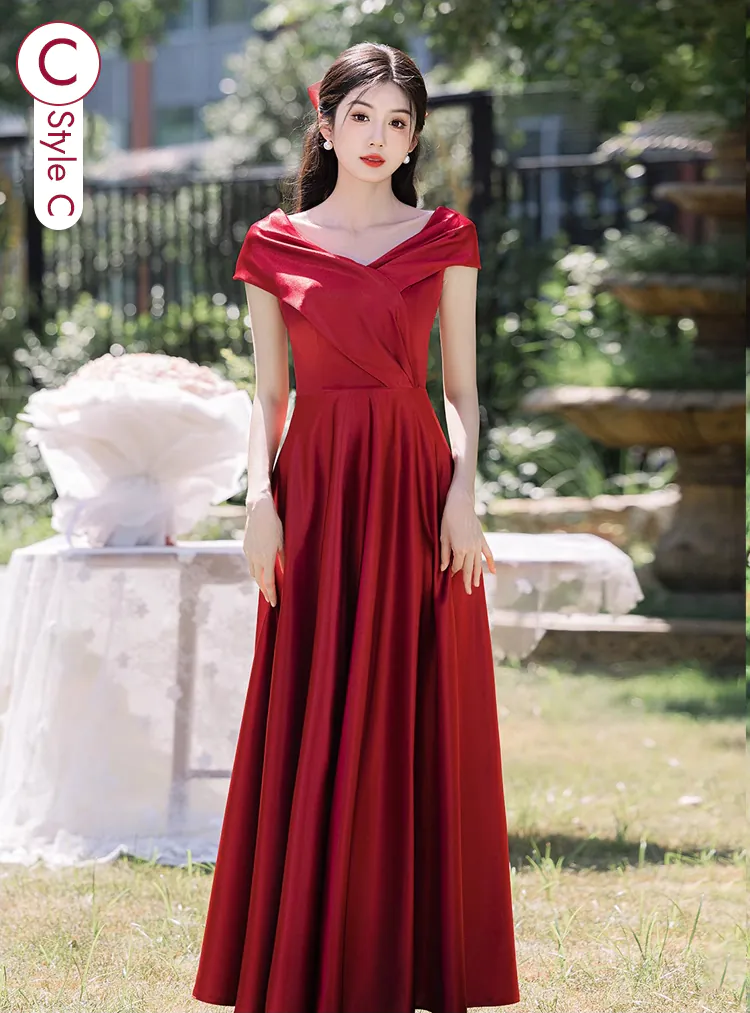 Sweet-Wine-Red-Satin-Wedding-Guest-Bridesmaid-Formal-Evening-Dress24