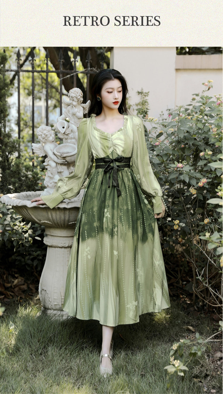 Vintage-Green-Tie-Dye-High-Waist-Long-Sleeve-Casual-Dress07