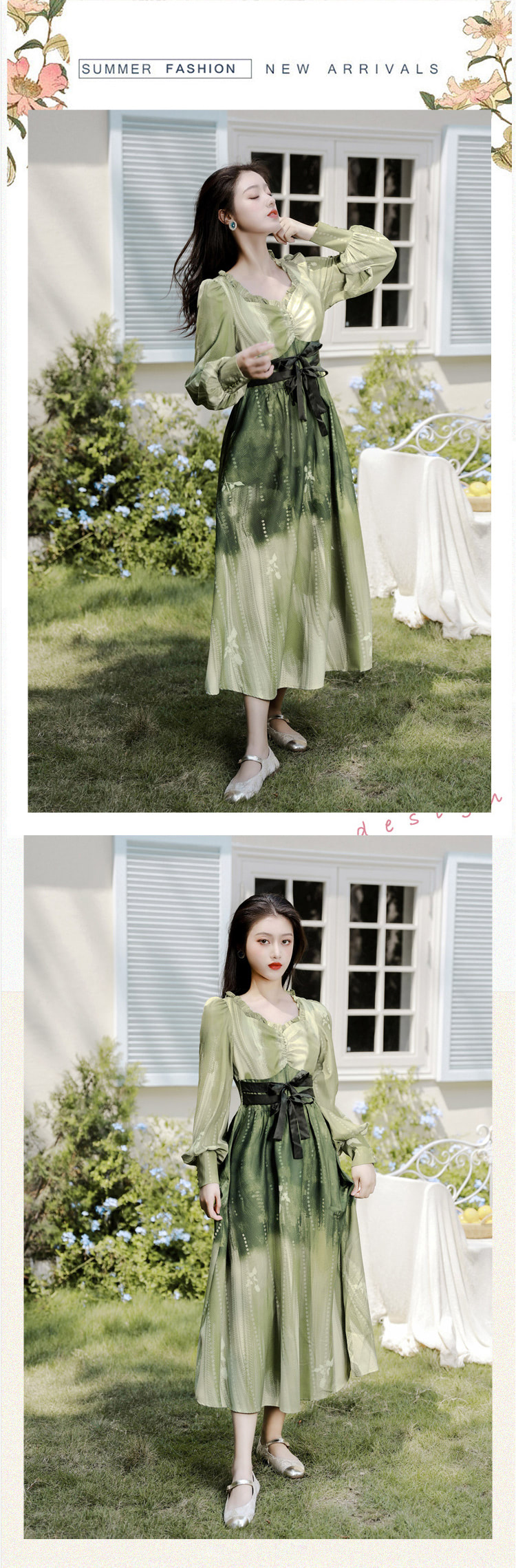 Vintage-Green-Tie-Dye-High-Waist-Long-Sleeve-Casual-Dress14