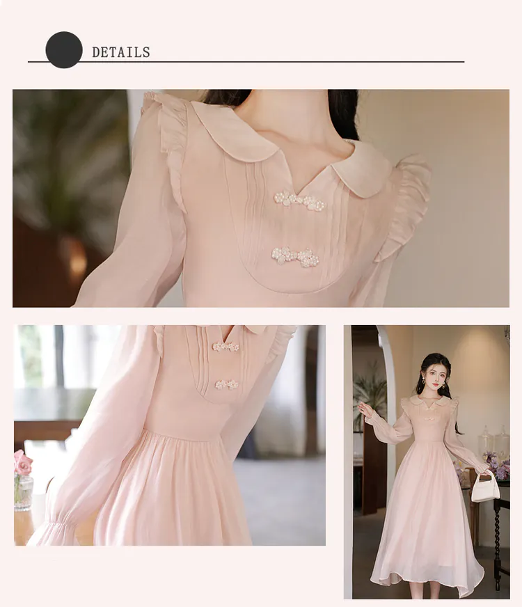 Vintage-Light-Pink-Pankou-Doll-Neck-Tencel-Long-Sleeve-Casual-Dress08