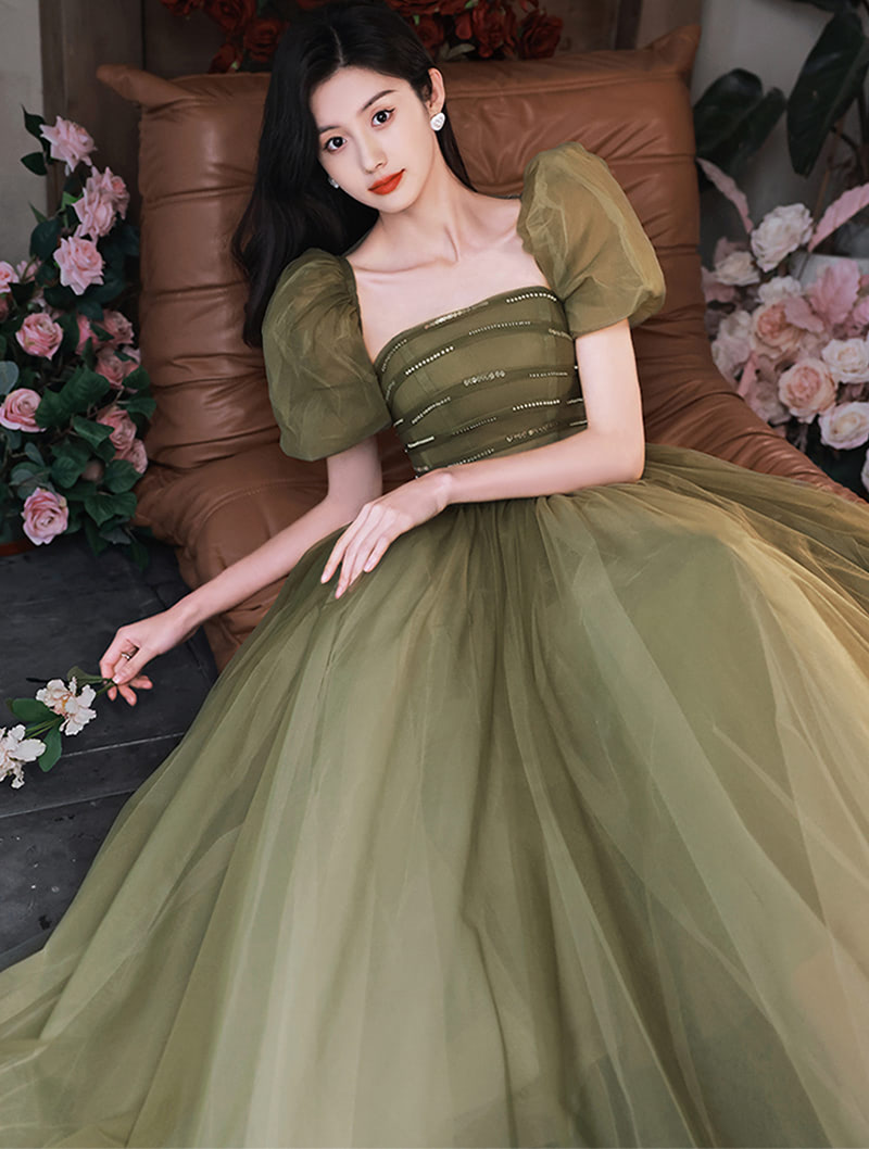 A Line Green Tulle Formal Evening Maxi Dress Long Ball Gown02