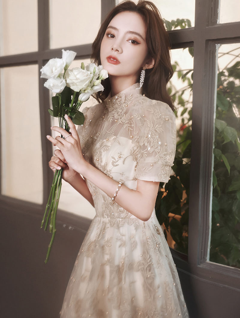 A Line Princess Khaki Embroidery Formal Evening Prom Long Dress03