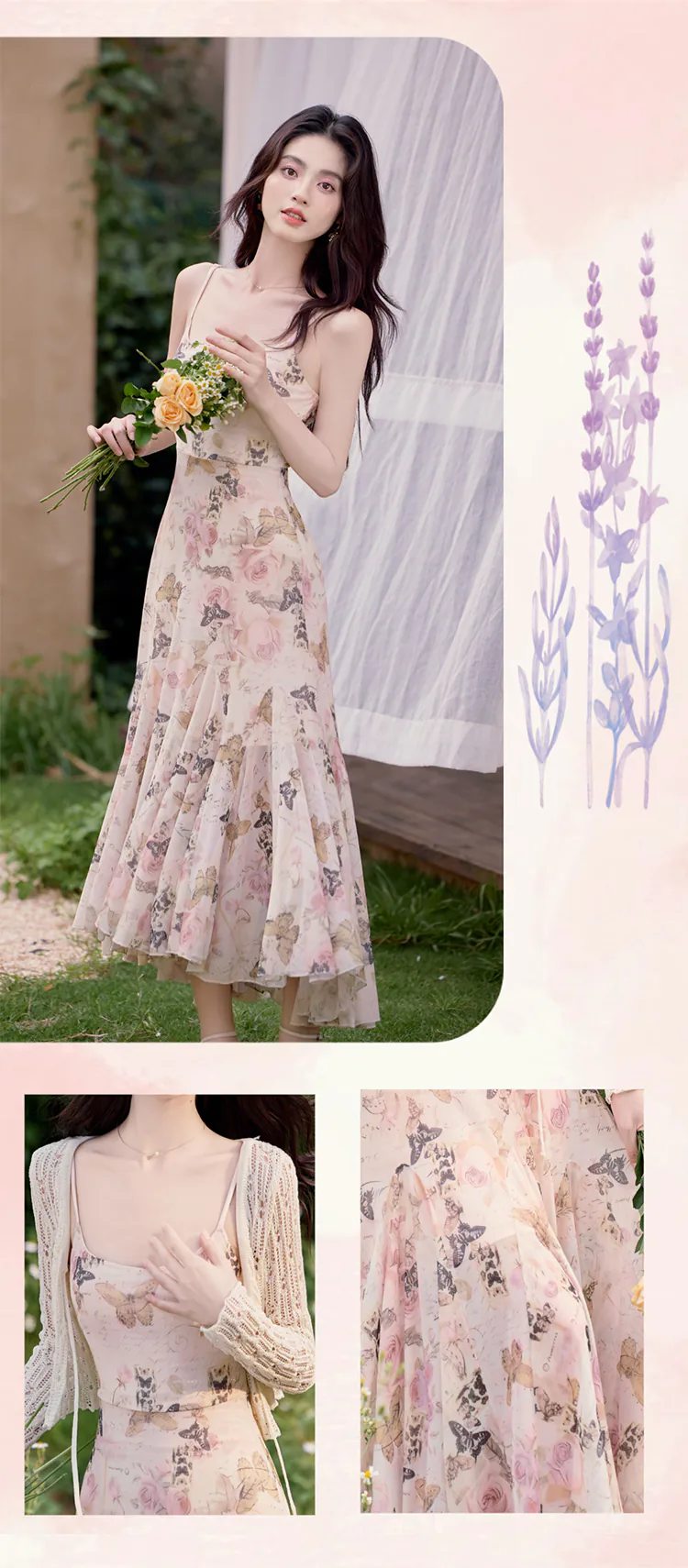 Aesthetic-Slim-Fit-Fishtail-Flowy-Skirt-Slip-Dress-with-Knit-Cardigan-Set08