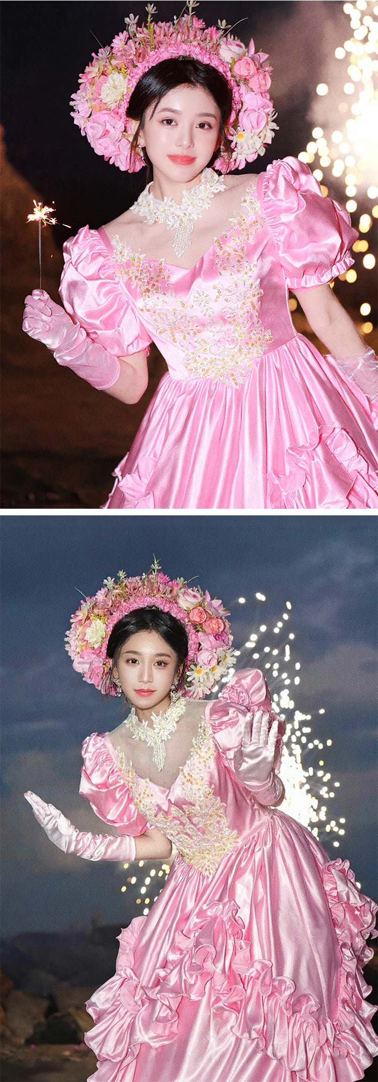 Blush-Pink-Sweetheart-Lace-Neckline-Tiered-Ruffle-Skirt-Satin-Prom-Dress12