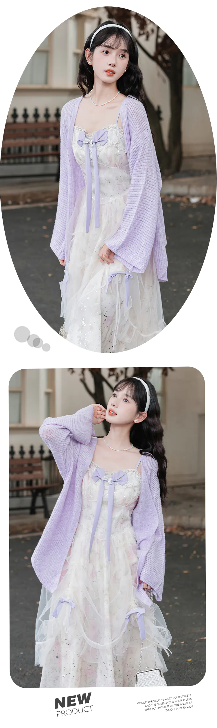 Charming-Floral-Mesh-Spaghetti-Strap-Dress-with-Purple-Cardigan-Set13