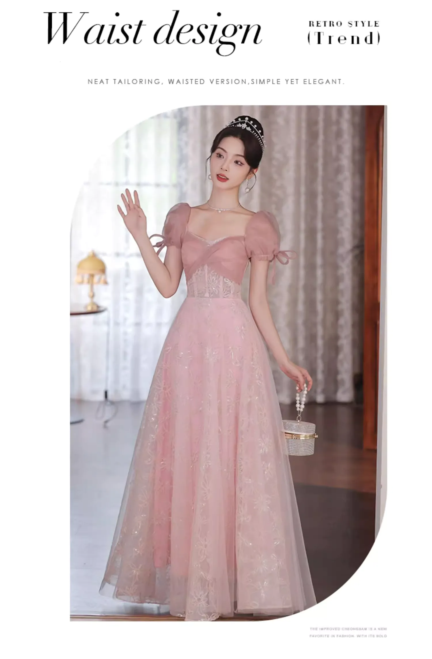 Charming-Pink-Sqaure-Neck-Short-Puff-Sleeves-Evening-Party-Dress09