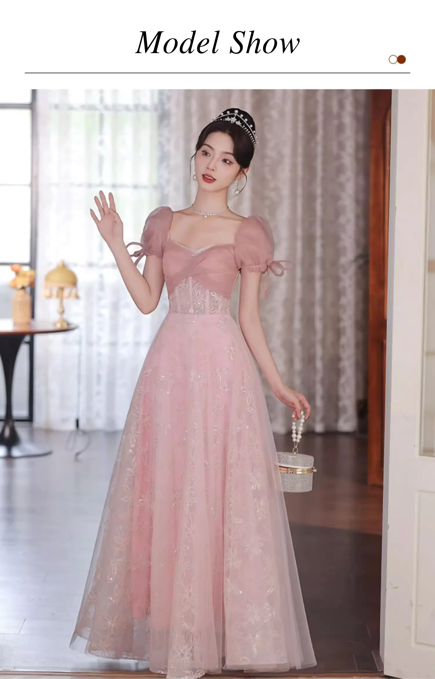 Charming-Pink-Sqaure-Neck-Short-Puff-Sleeves-Evening-Party-Dress12