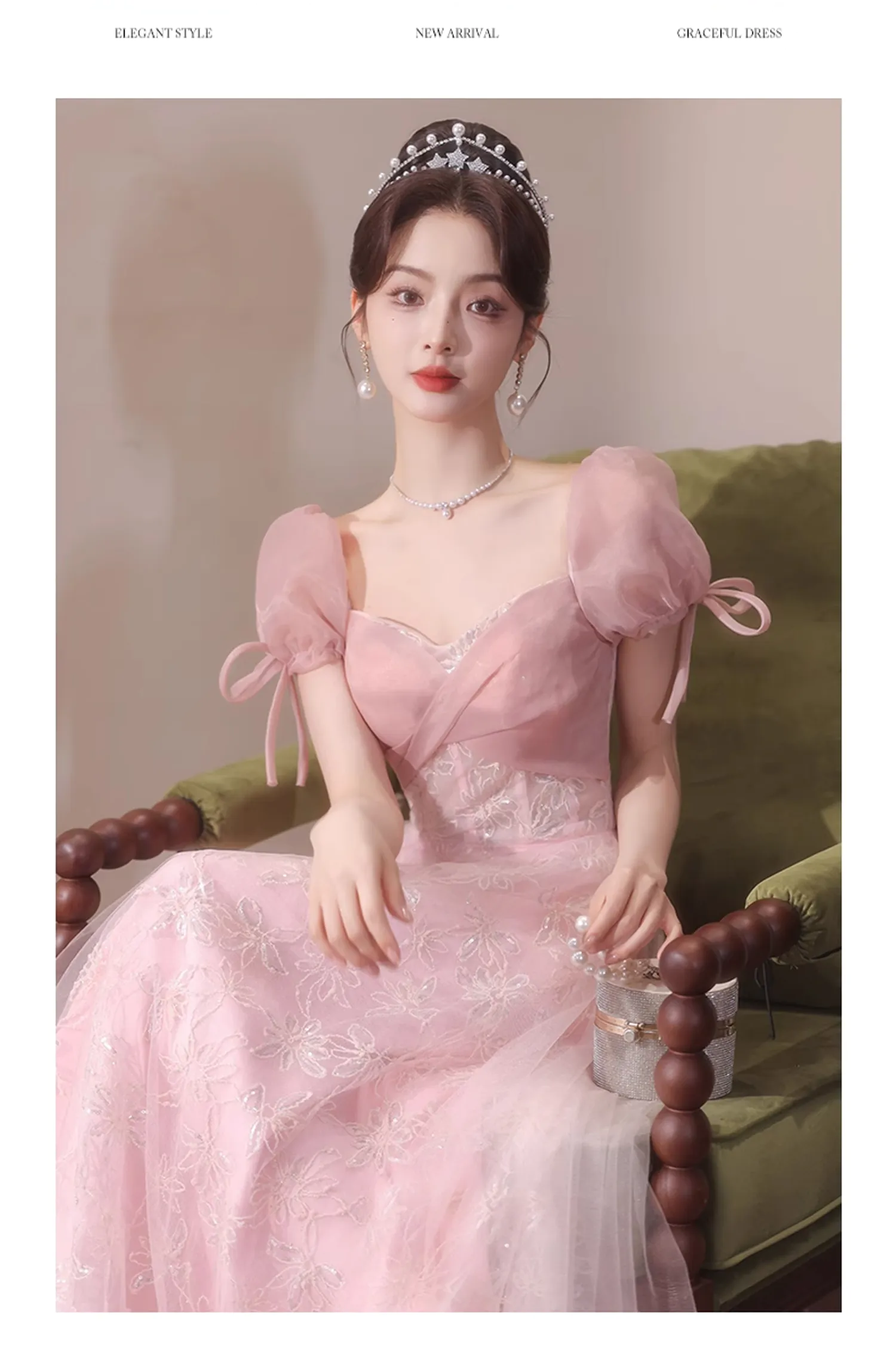 Charming-Pink-Sqaure-Neck-Short-Puff-Sleeves-Evening-Party-Dress14