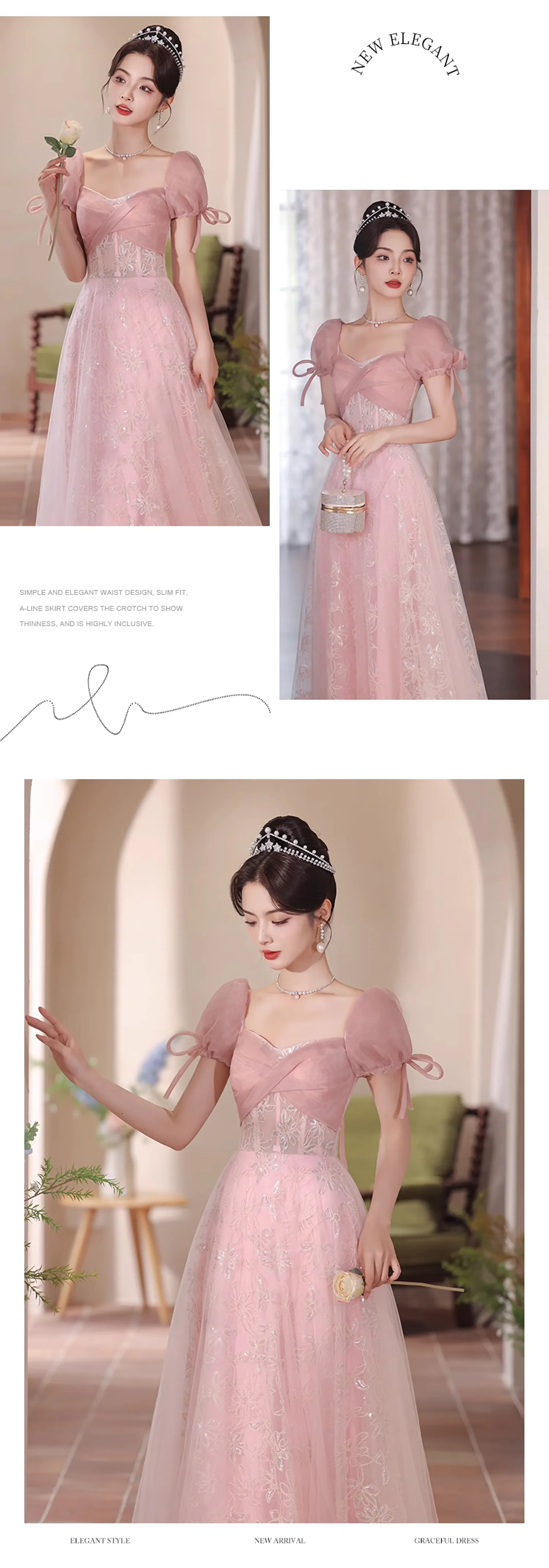 Charming-Pink-Sqaure-Neck-Short-Puff-Sleeves-Evening-Party-Dress15