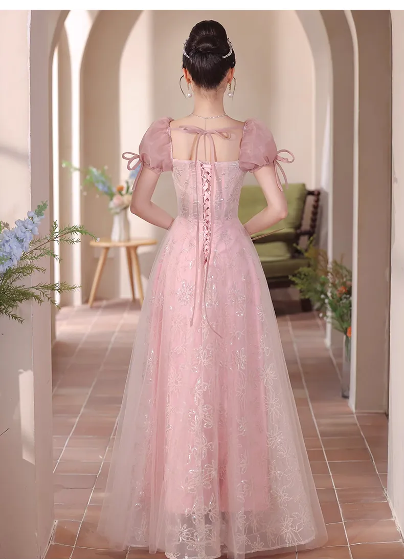 Charming-Pink-Sqaure-Neck-Short-Puff-Sleeves-Evening-Party-Dress17